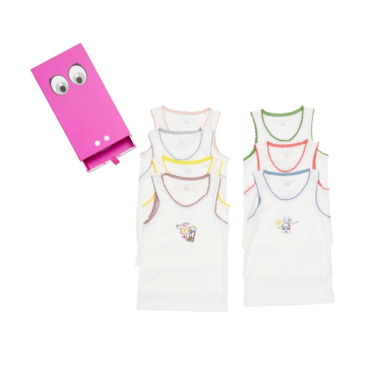 Girls White Organic Cotton 'Clementina'  Vests 7 Pack Gift Set