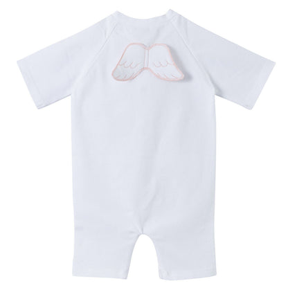 Baby White Cotton Babygrow With Angel Wings