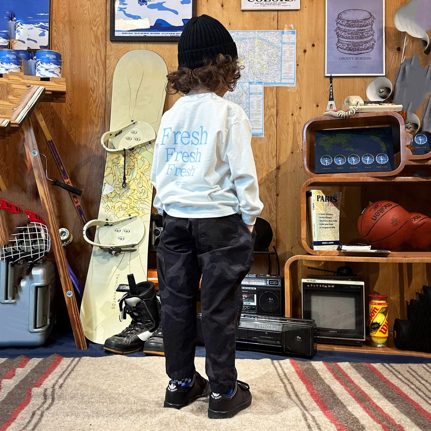 儿童黑色迷彩棉长裤