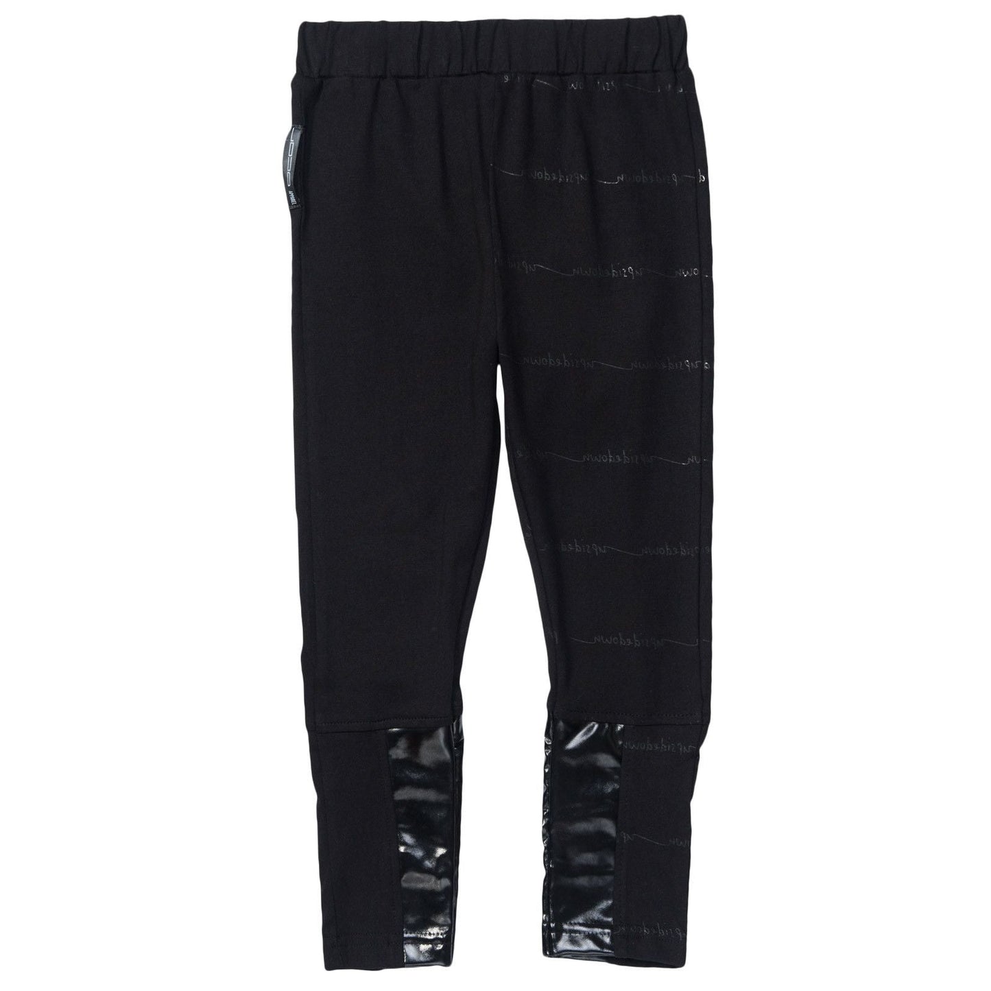 Boys&Girls Black Trousers With Black Printed Trims On Legs