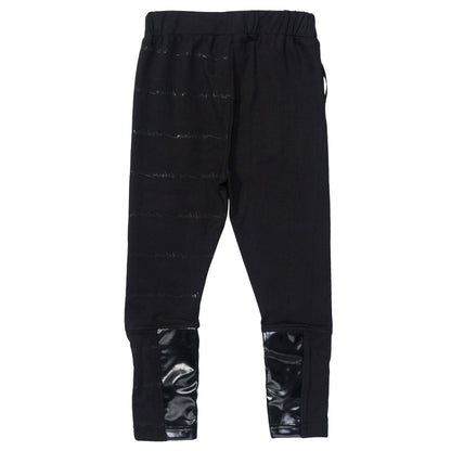 Boys&Girls Black Trousers With Black Printed Trims On Legs
