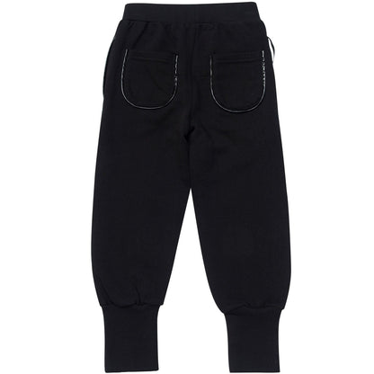 Boys&Girls Black Tight Cuffs Trousers With Black Printed Trims On Legs