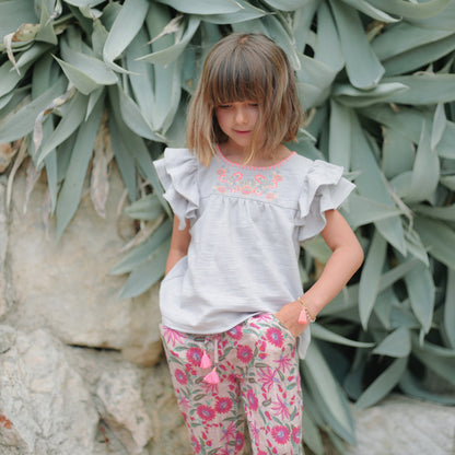 Girls White Flower "Twinkle" Pants