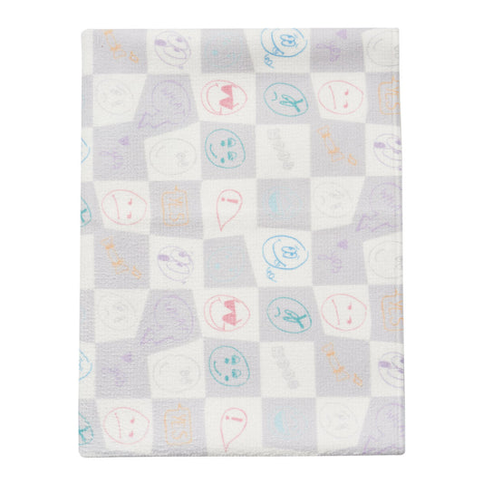 灰白色棋盘格游泳毛巾(80x40cm)