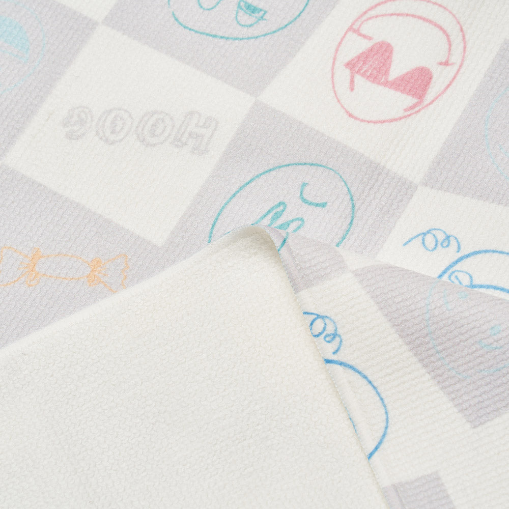 灰白色棋盘格游泳毛巾(80x40cm)