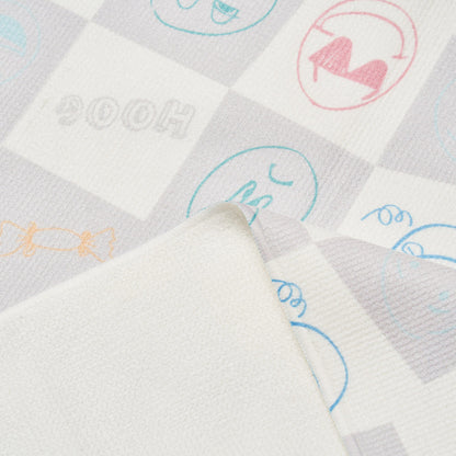 灰白色棋盘格游泳毛巾(80x40cm)