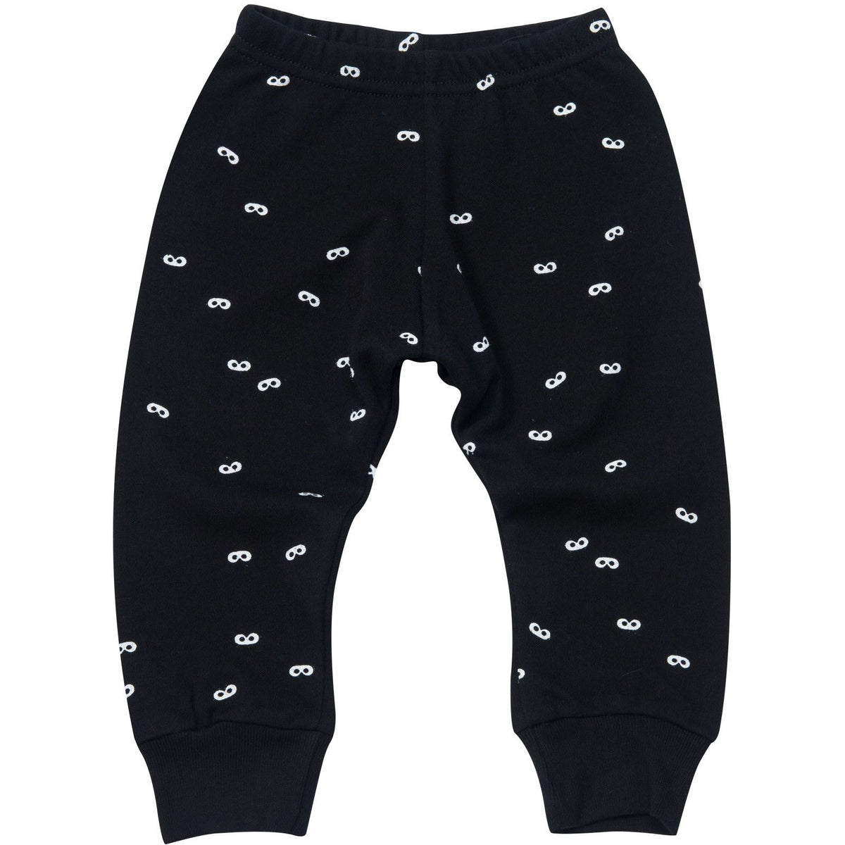 Baby Black Lounge Pants With White Mini Masks