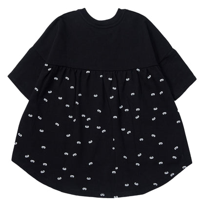Girls Black Frill Back White Mini Masks Blouse
