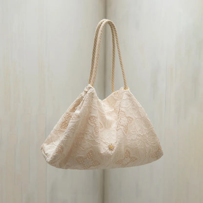 女士白色"BINDLE"刺绣手提包(261BG40KP/edelweiss)