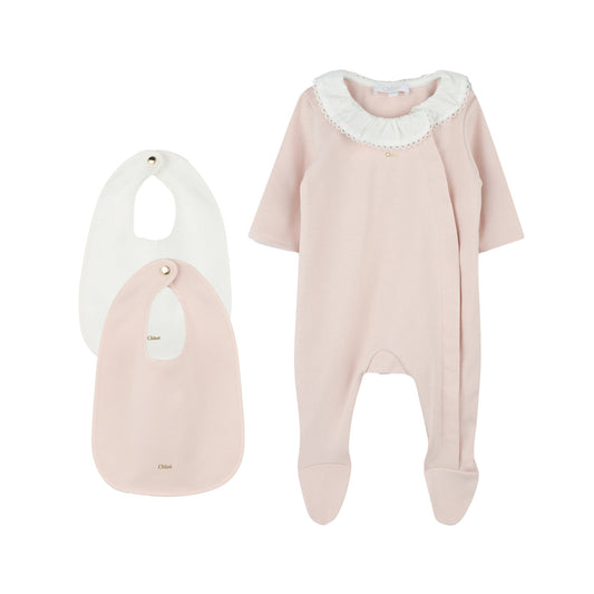 女婴粉色棉连体衣礼盒(3件)