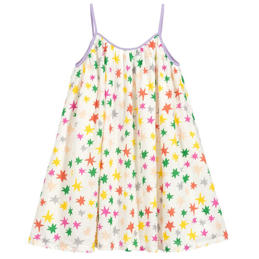 Girls White Stars Cotton Dress