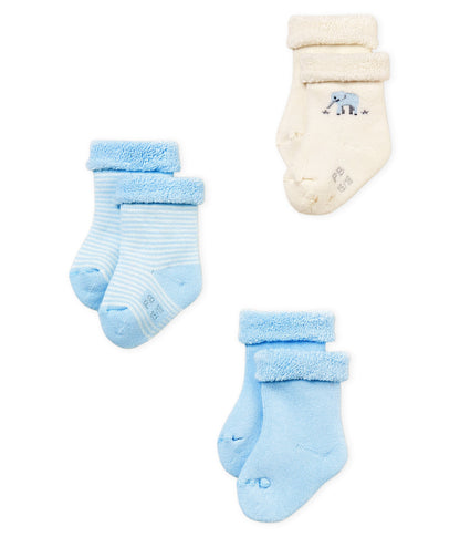 Baby Boys Beige & Blue Cotton Socks Sets