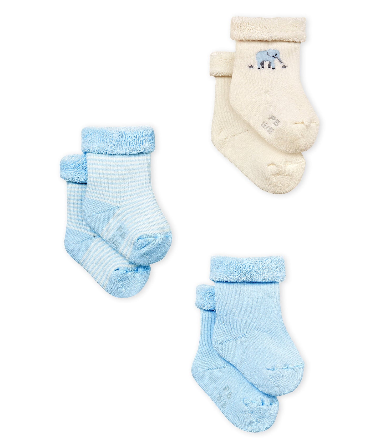 Baby Boys Beige & Blue Cotton Socks Sets