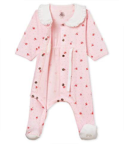 Baby Girls Pink Cotton Babysuits
