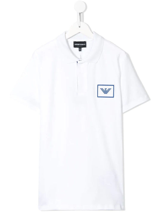 男童白色Logo棉Polo衫