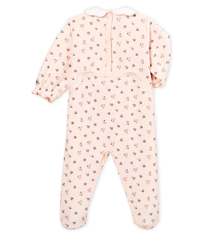 Baby Girls Light Pink Flowers Jumpsuit
