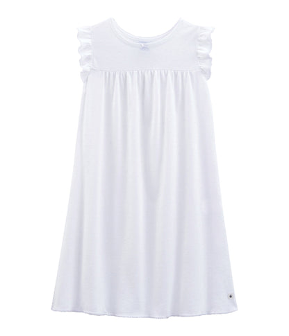Girls White Cotton Nightwear