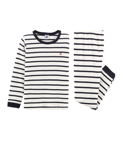 Boys Black & White Stripe Cotton Pyjama