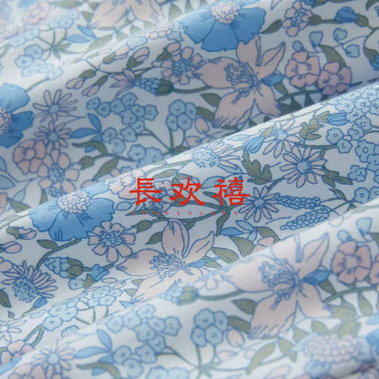 女童粉色"花影"刺绣上衣&碎花短裤套装