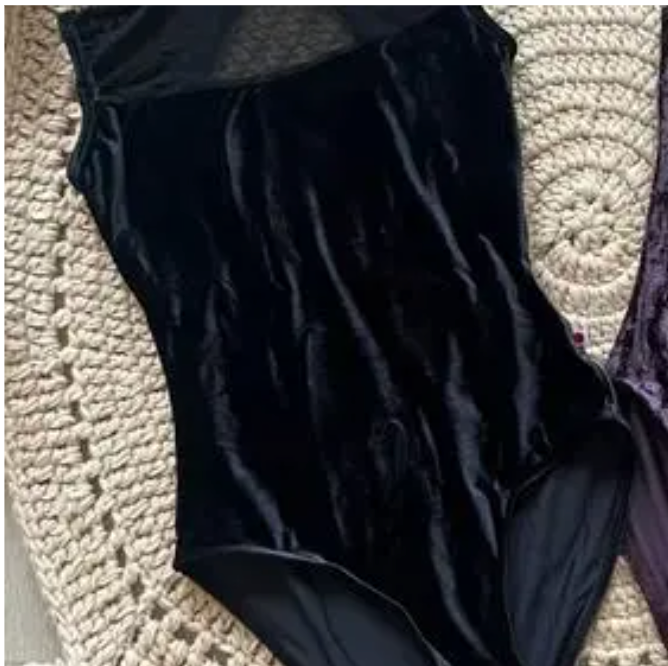 女士黑色"Camila-Mesh/V-Black/V-Black/Mesh-Black"丝绒芭蕾舞连体衣