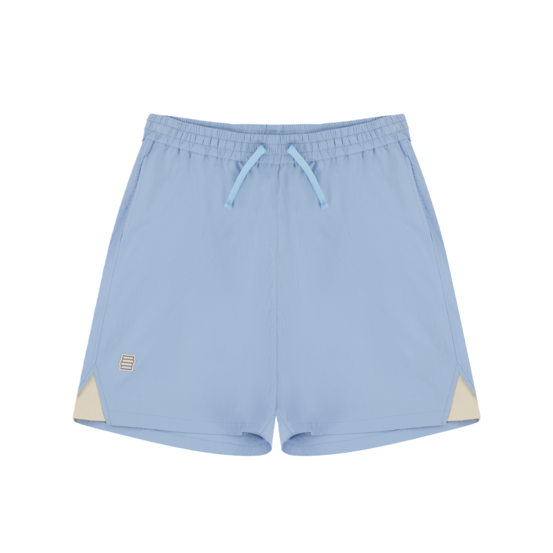 亲子款蓝色梭织短裤