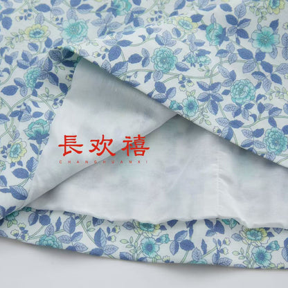 女童浅蓝色"仲夏"碎花旗袍