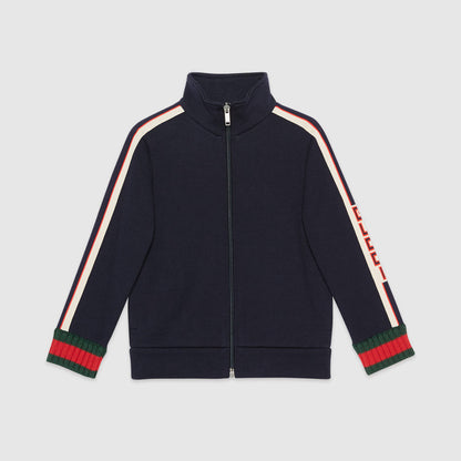 Boys & Girls Navy Blue Cotton Zip-up Top