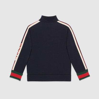 Boys & Girls Navy Blue Cotton Zip-up Top