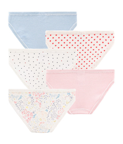 Girls Multicolor Cotton Briefs Set (5 pieces)