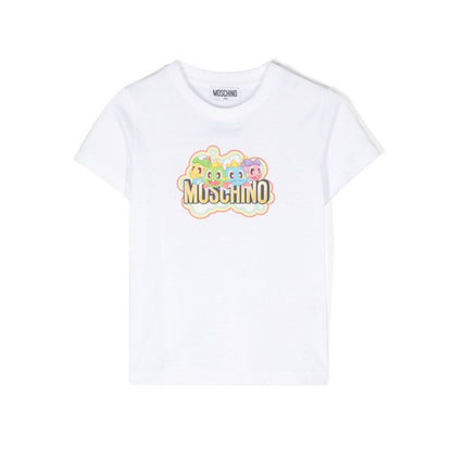 儿童白色印花棉T恤