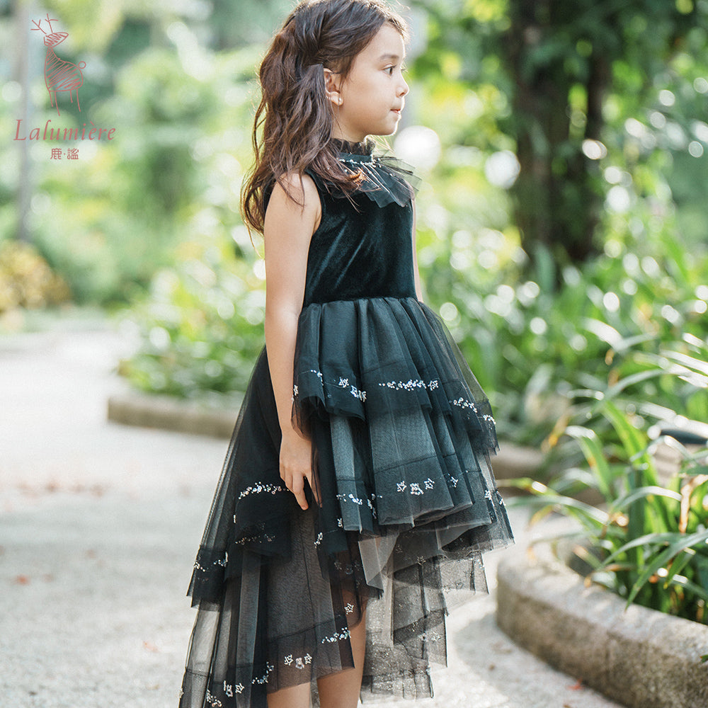女童黑色珠绣礼服裙