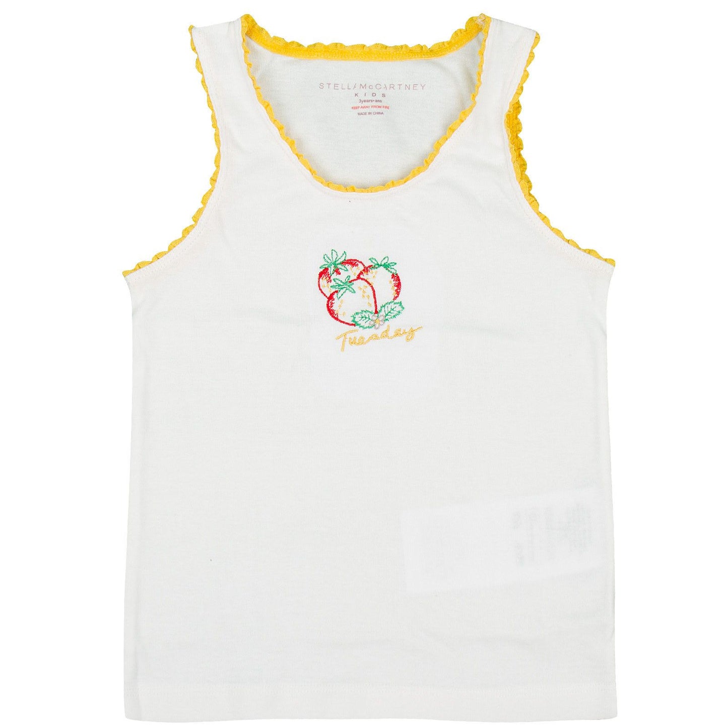 Clementina Girls 7 Pack White Organic Cotton Vests Gift Set With Fruit Print