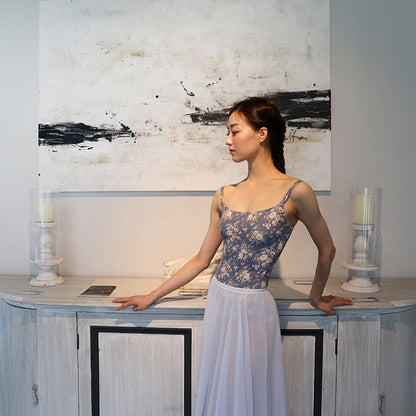 女士蓝色碎花芭蕾舞连体衣