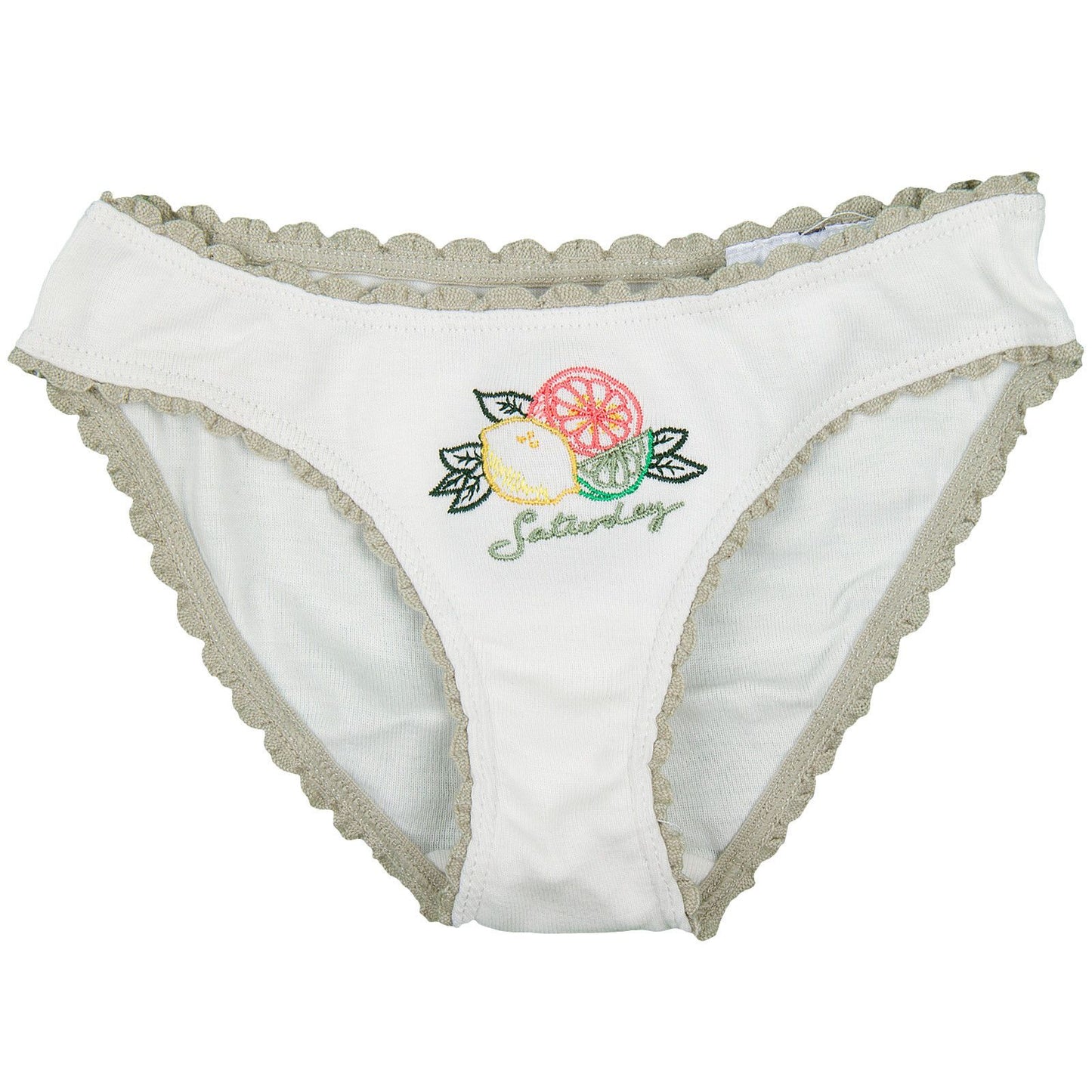 Peonie Girls 7 Pack White Organic Cotton Knickers Gift Set With Fruit Print
