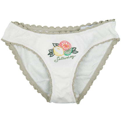 Peonie Girls 7 Pack White Organic Cotton Knickers Gift Set With Fruit Print