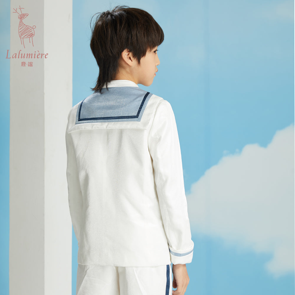 男童小海军西服上衣+短裤套装