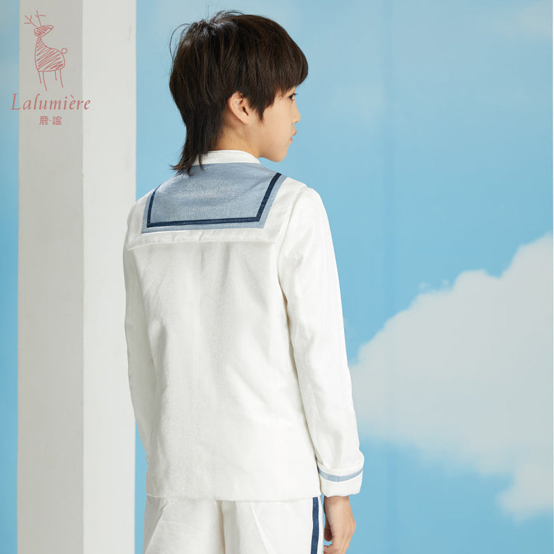 男童小海军西服上衣+短裤套装