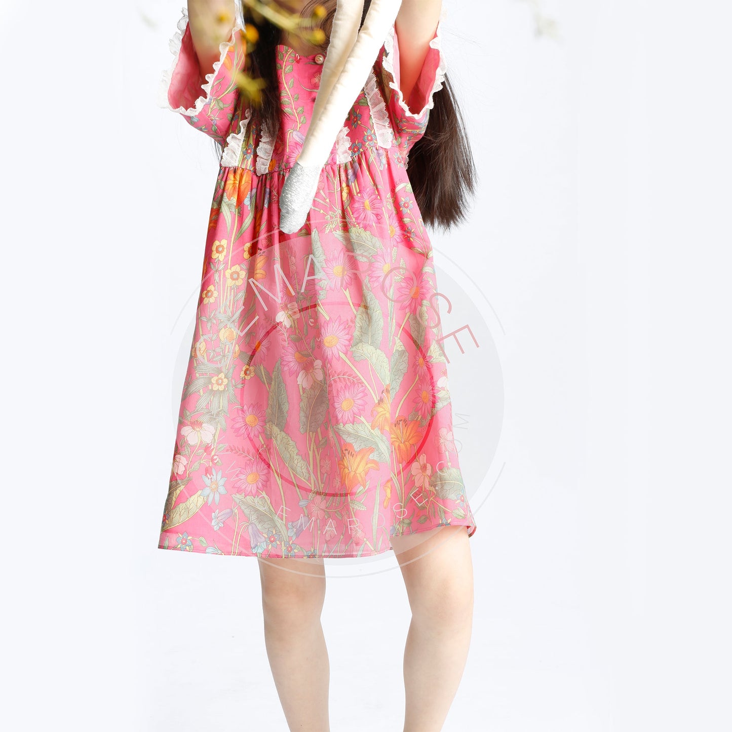 Girls Pink Printed Dress