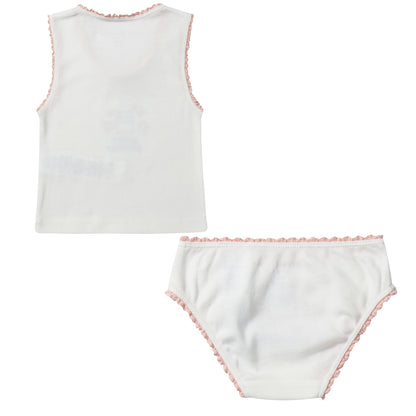 Girls White Organic Cotton Cake  Vests  Gift Set