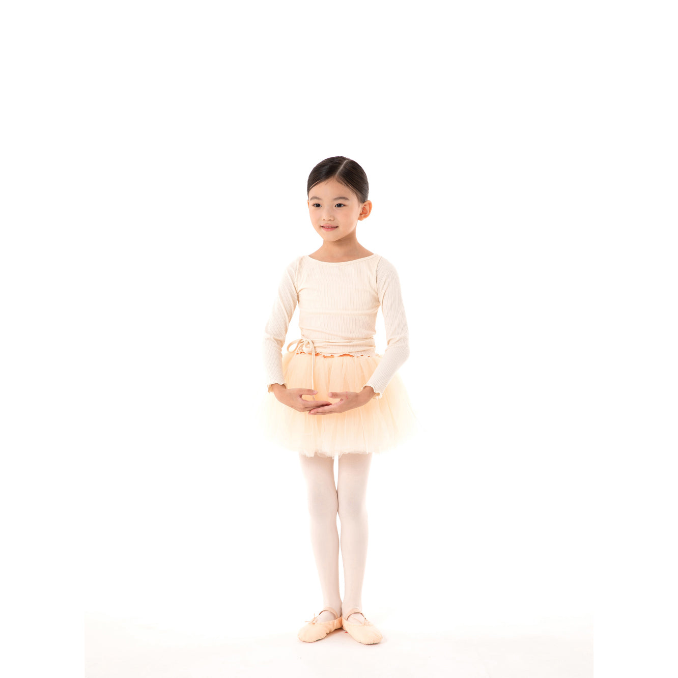 女童奶油白芭蕾舞T恤