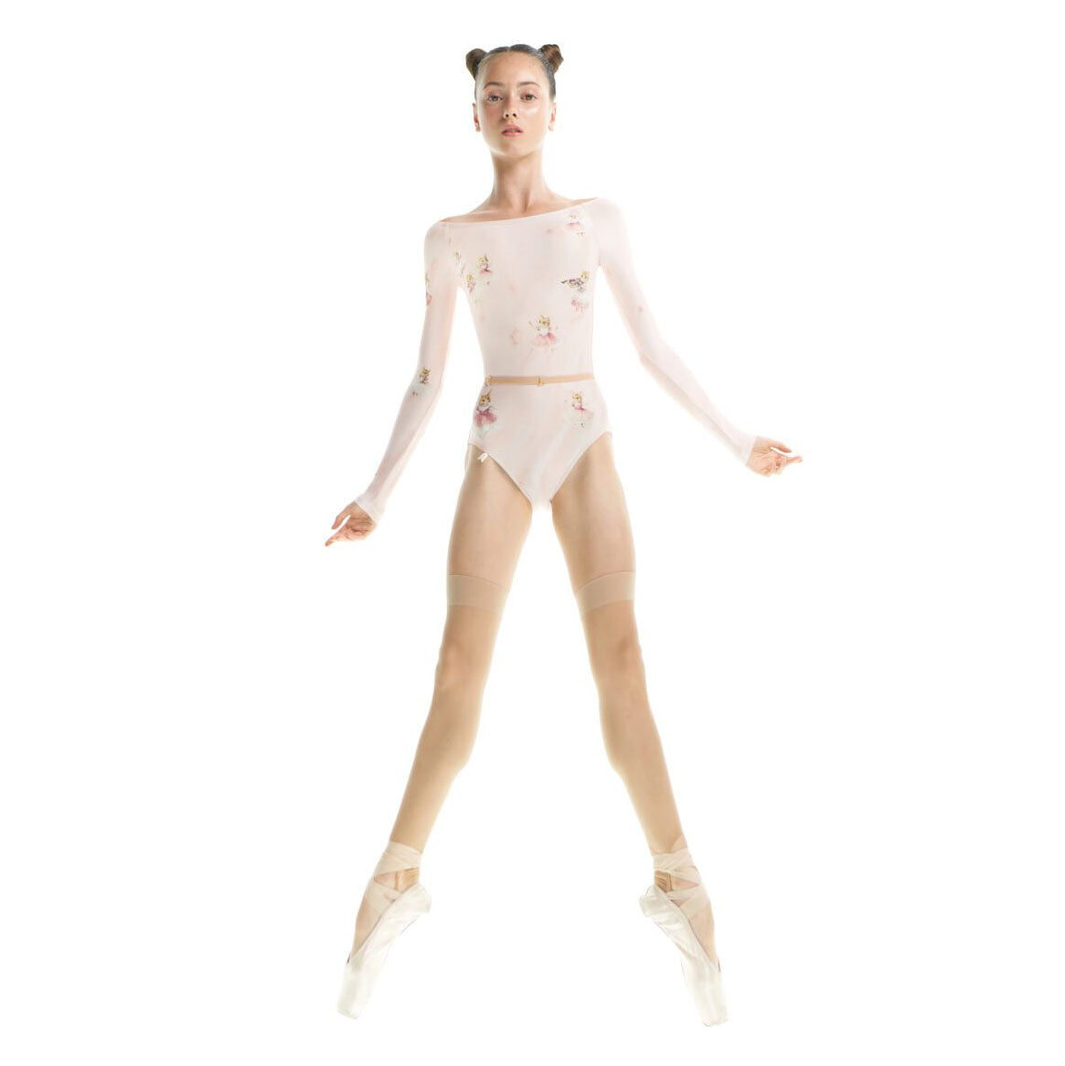 女童粉色'JUNIOR MOUSY'长袖芭蕾舞连体衣(J181LE20VL/baby blush)