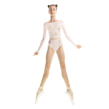 女童粉色'JUNIOR MOUSY'长袖芭蕾舞连体衣(J181LE20VL/baby blush)