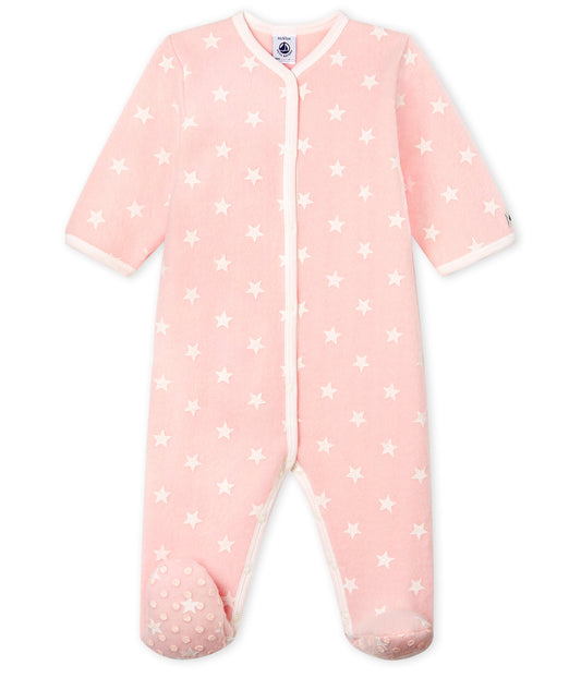 Baby Girls Pink Star Cotton Babysuit