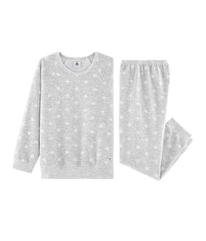 Girls Grey Star Cotton Nightwear Set