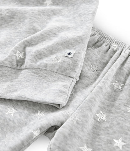 Girls Grey Star Cotton Nightwear Set