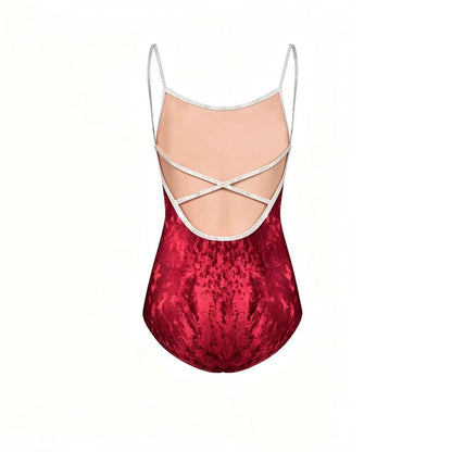 深红色"Daniela/CV-Dark Red/CV-Silver"芭蕾舞连体衣