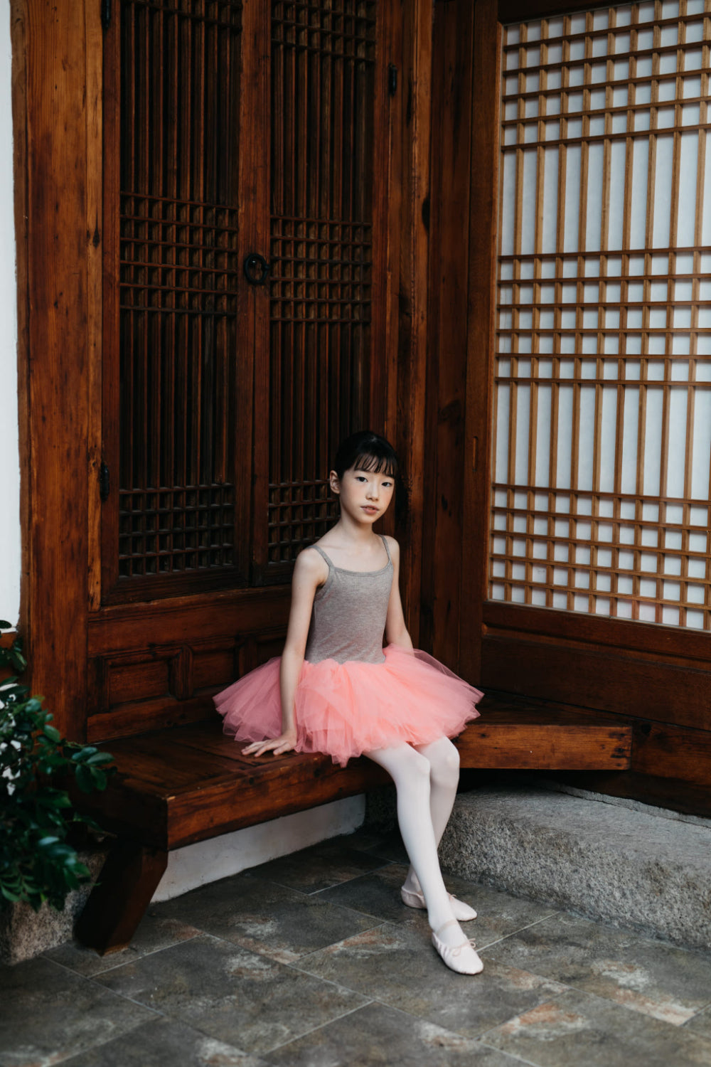 女童粉色芭蕾舞连体衣