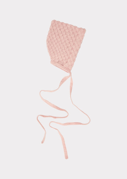 女婴粉色针织帽