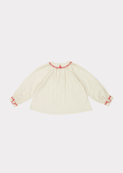 Girls White Embroidered Top