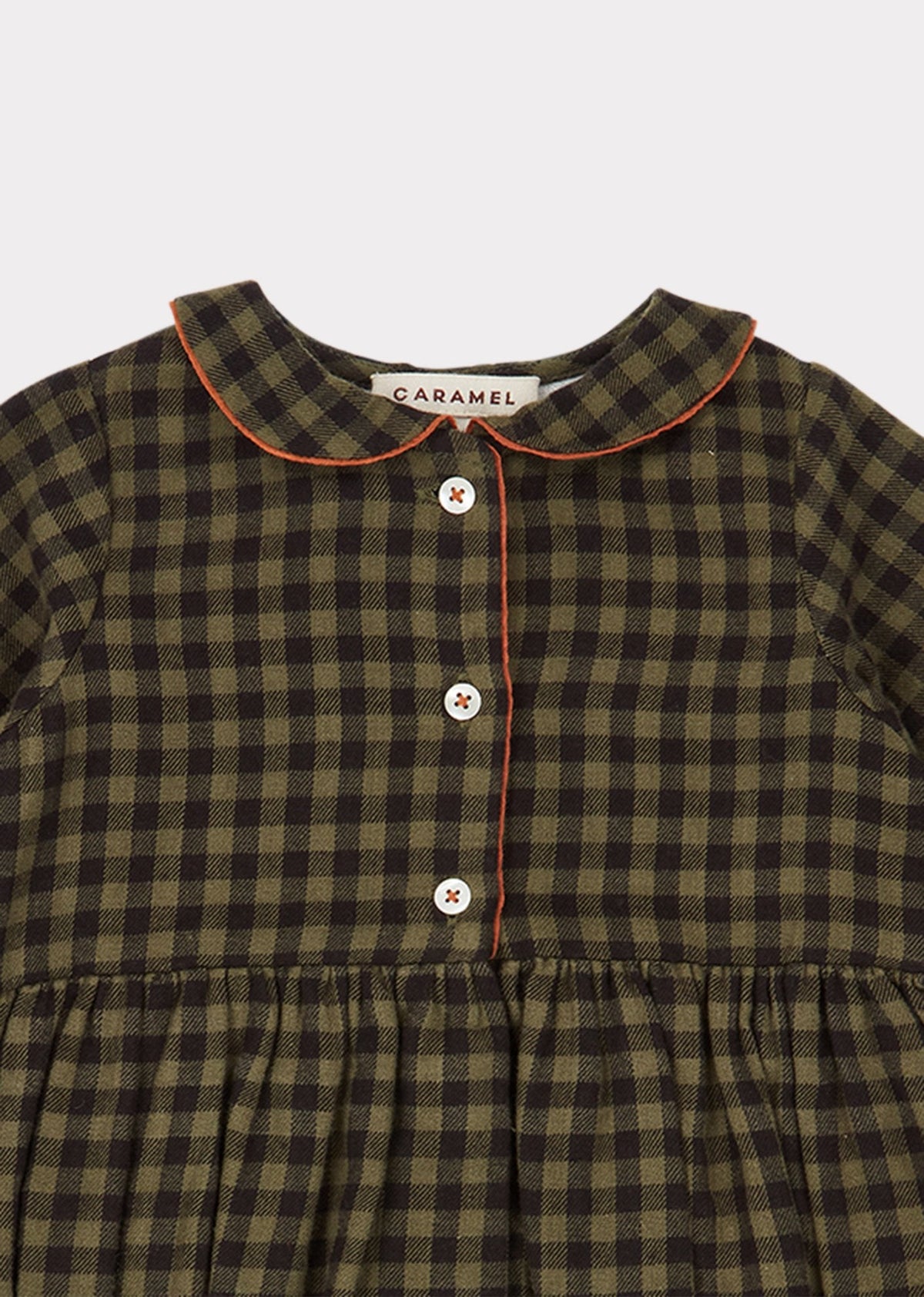 Baby Girls Dark Green Check Cotton Babysuit
